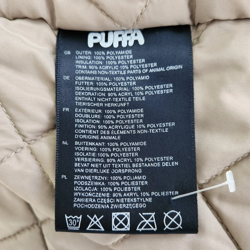 PUFFA Olive Green Faux-Fur Trim Parka Coat small - Picture 12 of 16